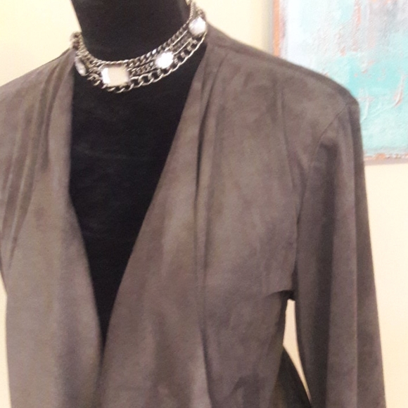 Sophie Max/Brown /Faux Suede/ Draped Front Jacket - Picture 5 of 8